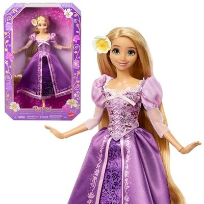 Mattel Disney Princess Rapunzel glittrande docka Poserbar modedocka med avtagbar klänning, långt hår och blomaccessoar, inspirerad av Trassel, JLM94 Mattel Disney Princess Rapunzel glittrande docka Poserbar modedocka med avtagbar klänning, långt hår och blomaccessoar, inspirerad av Trassel, JLM94