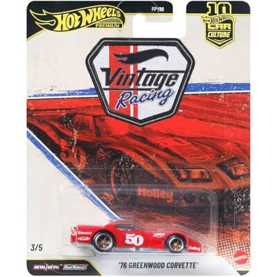 Hot Wheels Car Culture Premium, formgjuten ’76 Greenwood Corvette i skala 1:64, samlarfordon med Real Riders-däck och Metal/Metal-kaross och -chassi, JKF24 Hot Wheels Car Culture Premium, formgjuten ’76 Greenwood Corvette i skala 1:64, samlarfordon med Real Riders-däck och Metal/Metal-kaross och -chassi, JKF24
