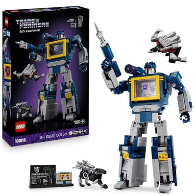 Lego Icons Transformers: Soundwave Modellbyggsats för vuxna, Med minifigurer av Ravage och Laserbeak,Fantasifull rumsdekoration för hem och kontor, Present för fans av sci-fi-filmer 10358 Lego Icons Transformers: Soundwave Modellbyggsats för vuxna, Med minifigurer av Ravage och Laserbeak,Fantasifull rumsdekoration för hem och kontor, Present för fans av sci-fi-filmer 10358