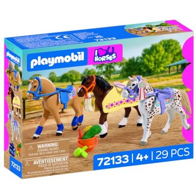 Playmobil I Love Horses Tre samlingshästar hästset med filtar, sadlar, foder och rengöringstillbehör För barn från 4 år 72133 Playmobil I Love Horses Tre samlingshästar hästset med filtar, sadlar, foder och rengöringstillbehör För barn från 4 år 72133
