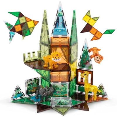 BONNYCO Magnetiska Byggklossar för Barn med Djurfigurer 50 PCS. Magnetiska Klossar med Illustrationer, Byggleksaker för Barn. Pedagogiska Leksaker 2D 3D, Presenter Pojkar och Flickor BONNYCO Magnetiska Byggklossar för Barn med Djurfigurer 50 PCS. Magnetiska Klossar med Illustrationer, Byggleksaker för Barn. Pedagogiska Leksaker 2D 3D, Presenter Pojkar och Flickor