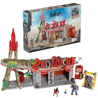 Mega Fallout-byggleksaker med actionfigurer, Red Rocket-bensinmack med 824 delar, 2 ställbara figurer och tillbehör, för samlare, HXT00 Mega Fallout-byggleksaker med actionfigurer, Red Rocket-bensinmack med 824 delar, 2 ställbara figurer och tillbehör, för samlare, HXT00