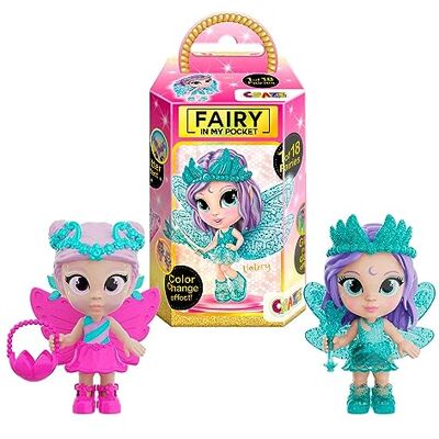 CRAZE Fairy in My Pocket Fairy Toy set med 2 minidockor för samlare, glittrande vingar och många tillbehör CRAZE Fairy in My Pocket Fairy Toy set med 2 minidockor för samlare, glittrande vingar och många tillbehör