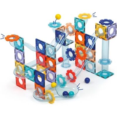 LUDI Magnetisk krets – kulkrets med 26 magnetplattor, 48 banelement och 6 kulor – 2D- och 3D-konstruktion – från 3 år LUDI Magnetisk krets – kulkrets med 26 magnetplattor, 48 banelement och 6 kulor – 2D- och 3D-konstruktion – från 3 år