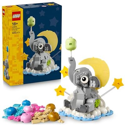 Lego Elefantunge på ett moln – Rumsdekoration för nyblivna föräldrar – Heminredning – Present för könsavslöjande fester eller som spontan minnesvärd gåva – Byggset för vuxna – 40814 Lego Elefantunge på ett moln – Rumsdekoration för nyblivna föräldrar – Heminredning – Present för könsavslöjande fester eller som spontan minnesvärd gåva – Byggset för vuxna – 40814