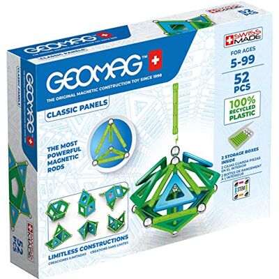 Geomag Magnetic Toys, Magnets for Kids, STEM-Endorsed Educational Building Set Made from 100 Percent Recycled Plastic, Storage Box, Age 5+ PANELS 52-Piece Geomag Magnetic Toys, Magnets for Kids, STEM-Endorsed Educational Building Set Made from 100 Percent Recycled Plastic, Storage Box, Age 5+ PANELS 52-Piece
