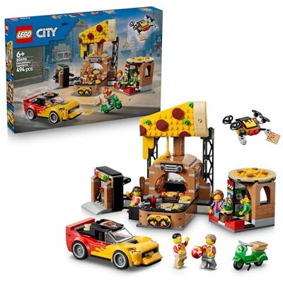 Lego City Pizzahemkörning med fordon – Lekset med pizzarestaurang, leveransdrönare, racerbil och vespa – Byggleksak för rollekar – Present för barn och -samlare från 6 år – 60496 Lego City Pizzahemkörning med fordon – Lekset med pizzarestaurang, leveransdrönare, racerbil och vespa – Byggleksak för rollekar – Present för barn och -samlare från 6 år – 60496