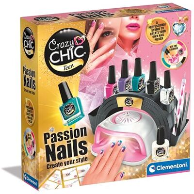 Clementoni -18784 Crazy Chic Passion-manikyrmaskin, leksak, kreativt fritidsset för flickor 6 år, dekorationer, nagellack, 18784, flerfärgad, liten Clementoni -18784 Crazy Chic Passion-manikyrmaskin, leksak, kreativt fritidsset för flickor 6 år, dekorationer, nagellack, 18784, flerfärgad, liten