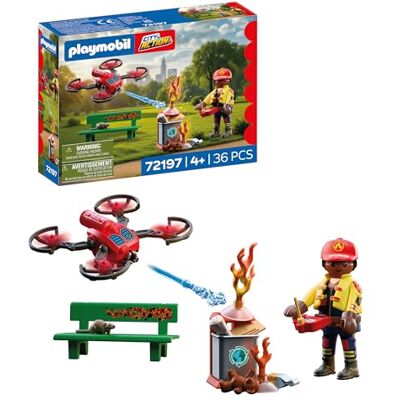 Playmobil City Action Brandsläckningsdrönare Högteknologisk drönare med vattenskjutare, pilot och brandtillbehör För barn från 4 år 72197 Playmobil City Action Brandsläckningsdrönare Högteknologisk drönare med vattenskjutare, pilot och brandtillbehör För barn från 4 år 72197