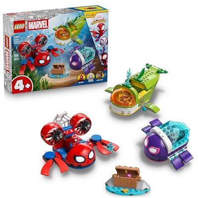 Lego Marvel Spidey And His Amazing Friends Spidey: undervattensfarkoster Byggleksak med superhjälte för barn, pojkar och flickor från 4 år – Present med Spidey – 3 ubåtar och 3 minifigurer – 11207 Lego Marvel Spidey And His Amazing Friends Spidey: undervattensfarkoster Byggleksak med superhjälte för barn, pojkar och flickor från 4 år – Present med Spidey – 3 ubåtar och 3 minifigurer – 11207