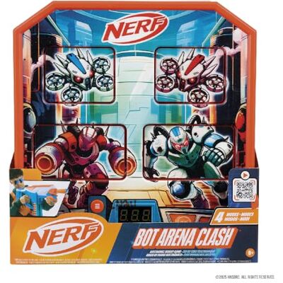 Nerf BOT Arena Clash Electronic Target Game, interaktivt skumdartspel med ljudeffekter, poängskärm och 4 spellägen Wilder Toys Nerf BOT Arena Clash Electronic Target Game, interaktivt skumdartspel med ljudeffekter, poängskärm och 4 spellägen Wilder Toys
