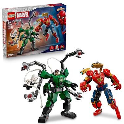 Lego Marvel Robotstrid: Spider-Man mot Doc Ock – Byggleksak med superhjälte – Byggset med 2 robotdräkter och minifigurer av Spider-Man, Doc Ock och Ghost-Spider – Present för barn från 6 år – 76338 Lego Marvel Robotstrid: Spider-Man mot Doc Ock – Byggleksak med superhjälte – Byggset med 2 robotdräkter och minifigurer av Spider-Man, Doc Ock och Ghost-Spider – Present för barn från 6 år – 76338