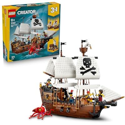 Lego Creator 3-i-1 Ikoniskt piratskepp Leksak för barn – Bygg ett piratskepp, ett slott eller två skepp – Byggset med 5 minifigurer – Födelsedagspresent för pojkar och flickor från 9 år – 31387 Lego Creator 3-i-1 Ikoniskt piratskepp Leksak för barn – Bygg ett piratskepp, ett slott eller två skepp – Byggset med 5 minifigurer – Födelsedagspresent för pojkar och flickor från 9 år – 31387