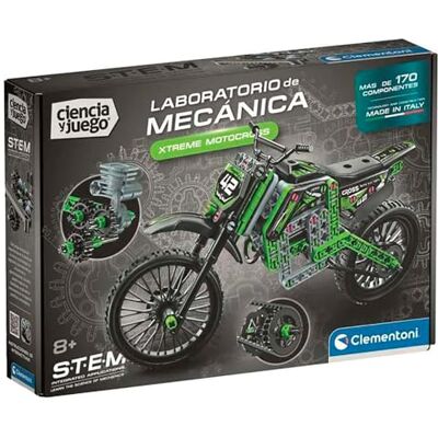 Clementoni Vetenskap och lek, mekaniskt laboratorium: Xtreme Motocross, Stem byggsats, 170+ komponenter, ålder 8+, tillverkad i Italien, 55665 Clementoni Vetenskap och lek, mekaniskt laboratorium: Xtreme Motocross, Stem byggsats, 170+ komponenter, ålder 8+, tillverkad i Italien, 55665