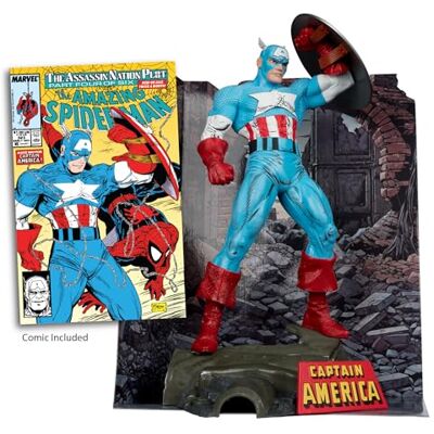 McFarlane Marvel Captain America figur 1:6 Skala värdshus med scen och tecknad film (The Amazing Spider-Man #323) leksaker McFarlane Marvel Captain America figur 1:6 Skala värdshus med scen och tecknad film (The Amazing Spider-Man #323) leksaker