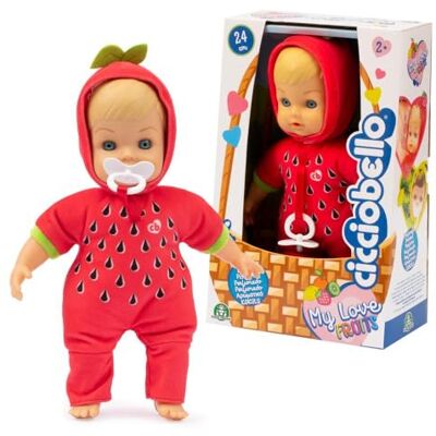 Cicciobello My Love Fruits mjuk docka med jordgubbstema, doftande docka, 24 cm hög, napp ingår, för pojkar och flickor från 2 år Cicciobello My Love Fruits mjuk docka med jordgubbstema, doftande docka, 24 cm hög, napp ingår, för pojkar och flickor från 2 år