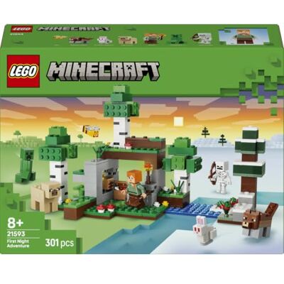 Lego Minecraft Första nattens äventyr 21593 Leksak för barn från 8 år, byggset med minifigurer av Alex och Creeper, spelpryl med skelett, present, 301 delar Lego Minecraft Första nattens äventyr 21593 Leksak för barn från 8 år, byggset med minifigurer av Alex och Creeper, spelpryl med skelett, present, 301 delar
