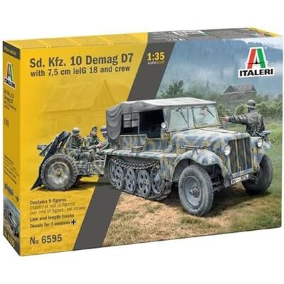 Italeri 6595 SD.Kfz 10 DEMAG D7 med 7,5 cm Le. IG 18 och besättning, skala 1:35, modellkit, plastmodell, modelltillverkning, IT6595 Italeri 6595 SD.Kfz 10 DEMAG D7 med 7,5 cm Le. IG 18 och besättning, skala 1:35, modellkit, plastmodell, modelltillverkning, IT6595
