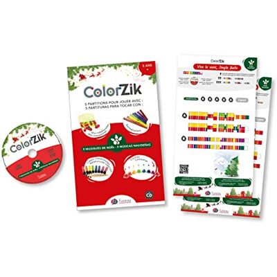 Fuzeau 78295 ColorZik "Special Christmas" Metod för att spela musik utan solfege 5 färgade spel + 1 CD från 5 år Fuzeau 78295 ColorZik "Special Christmas" Metod för att spela musik utan solfege 5 färgade spel + 1 CD från 5 år