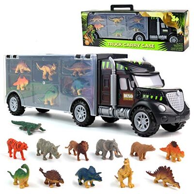 Dinosauriespelset Akokie - Transportörlastbil för barn - 12 delar Gåva Dinosauriespelset Akokie - Transportörlastbil för barn - 12 delar Gåva