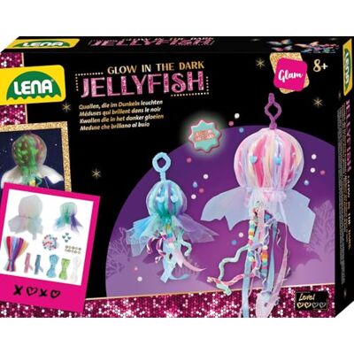 Lena Jellyfish Glow in the dark – glitter pysselset med ljuseffekt, komplett set med piprensare och tyll, gör-det-själv-nattlampa för flickor, pysselset för barn från 8 år Lena Jellyfish Glow in the dark – glitter pysselset med ljuseffekt, komplett set med piprensare och tyll, gör-det-själv-nattlampa för flickor, pysselset för barn från 8 år