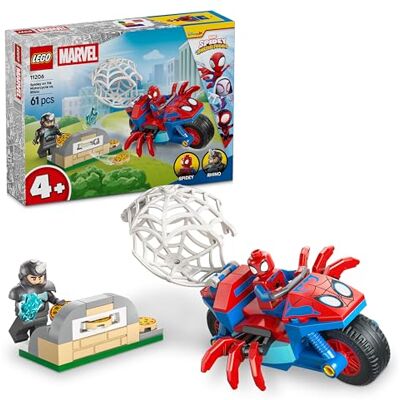 Lego Marvel Spidey And His Amazing Friends Spidey på sin motorcykel mot Rhino – Byggleksak och present med superhjälte för pojkar och flickor från 4 år – Spider-Man byggset med 2 minifigurer – 11206 Lego Marvel Spidey And His Amazing Friends Spidey på sin motorcykel mot Rhino – Byggleksak och present med superhjälte för pojkar och flickor från 4 år – Spider-Man byggset med 2 minifigurer – 11206