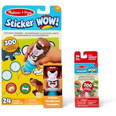 Melissa & Doug Wow-klistermärke hundpaket: 24 sidor aktivitetsblock, klistermärkesstämplare, 500 klistermärken, samlarfigur och fidget leksak för konsthantverk Melissa & Doug Wow-klistermärke hundpaket: 24 sidor aktivitetsblock, klistermärkesstämplare, 500 klistermärken, samlarfigur och fidget leksak för konsthantverk