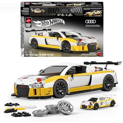 Mattel Hot Wheels Elite Series-byggset, 15 Audi R8 LMS med 820 delar, realistiska detaljer och anpassade dekaler, för vuxna samlare och barn från 10år, JFT18 Mattel Hot Wheels Elite Series-byggset, 15 Audi R8 LMS med 820 delar, realistiska detaljer och anpassade dekaler, för vuxna samlare och barn från 10år, JFT18