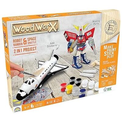 Goliath Wood Worx trämodeller att bygga och anpassa skapa 2 modeller rymdfärja + robotförvaring målningar och klistermärken ingår kreativ fritid FSC trä presentidé från 5 år Goliath Wood Worx trämodeller att bygga och anpassa skapa 2 modeller rymdfärja + robotförvaring målningar och klistermärken ingår kreativ fritid FSC trä presentidé från 5 år
