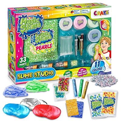 CRAZE Magic Slime Studio slime gör-det-själv slime kit 11 färger med tillbehör fluffig slime med pärlor glitter och speciella effekter slime barn 32862, färgglad, 36,5 x 5,8 x 25,5 cm CRAZE Magic Slime Studio slime gör-det-själv slime kit 11 färger med tillbehör fluffig slime med pärlor glitter och speciella effekter slime barn 32862, färgglad, 36,5 x 5,8 x 25,5 cm