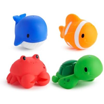 Munchkin Floating Ocean Animal Themed, Bath Squirt Toys for Baby, 4 Count ( Pack of 1) Munchkin Floating Ocean Animal Themed, Bath Squirt Toys for Baby, 4 Count ( Pack of 1)