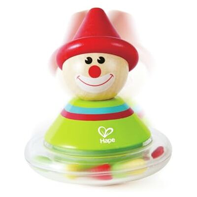 Hape Teeter-Totter Toy, Sustainable Wood, “Roly-Poly Ralph”, Colourful Clown Figure With Spinning Colour Beads. 0+ months Hape Teeter-Totter Toy, Sustainable Wood, “Roly-Poly Ralph”, Colourful Clown Figure With Spinning Colour Beads. 0+ months