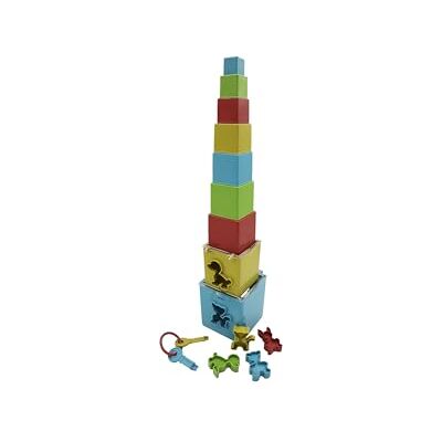 GOWI 301-01303 Instickslåda pyramid fyrkantig – 14 delar, slopspel och pyramid för barn GOWI 301-01303 Instickslåda pyramid fyrkantig – 14 delar, slopspel och pyramid för barn