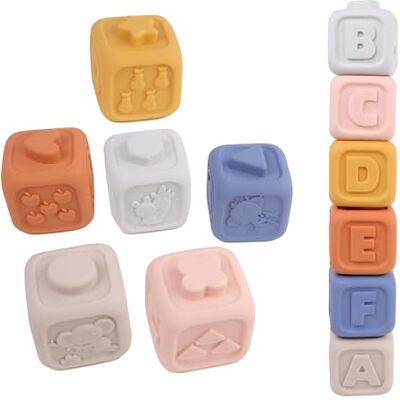 DORON & CHARLIE DORON ET CHARLIE Set med 6 staplade kuber Doron Cubes 056342 silikon stapling barnleksak barntillbehör baby 1:a ålder från 18 månader DORON & CHARLIE DORON ET CHARLIE Set med 6 staplade kuber Doron Cubes 056342 silikon stapling barnleksak barntillbehör baby 1:a ålder från 18 månader