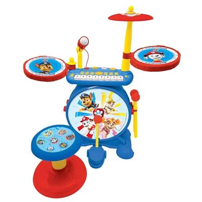 Lexibook Paw Patrol La Paw Patrol jagar elektroniskt batteri för barn, musikaliskt spel, blandad leksak, äkta trumljud, tangentbord 8 noter, uttag för MP3, sits ingår, blå/röd, K610PALXB Lexibook Paw Patrol La Paw Patrol jagar elektroniskt batteri för barn, musikaliskt spel, blandad leksak, äkta trumljud, tangentbord 8 noter, uttag för MP3, sits ingår, blå/röd, K610PALXB