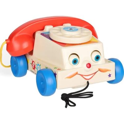 Basic Fun Fisher-Price Classics 1694 Chatter-telefon, Retro Baby Push Along-leksak, Rollspel för barn, Småbarnstelefon, Klassisk leksak med Retrostilförpackning, Låtsasleksaker för pojkar och flickor i åldern 12 månader Basic Fun Fisher-Price Classics 1694 Chatter-telefon, Retro Baby Push Along-leksak, Rollspel för barn, Småbarnstelefon, Klassisk leksak med Retrostilförpackning, Låtsasleksaker för pojkar och flickor i åldern 12 månader