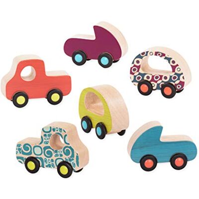 B. toys B. Leksaker Träleksaker, 6 leksaksbilar för spädbarn och barn – färgglada träbilar med hjul – babyleksaker för flickor och pojkar från 1 år B. toys B. Leksaker Träleksaker, 6 leksaksbilar för spädbarn och barn – färgglada träbilar med hjul – babyleksaker för flickor och pojkar från 1 år