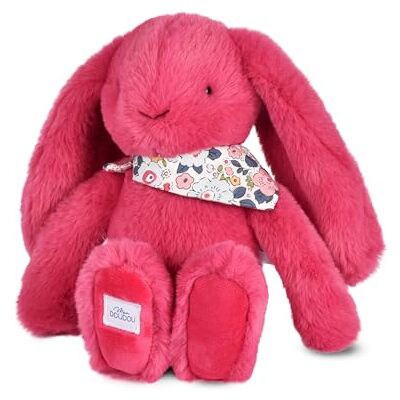 Doudou et Compagnie Fuchsia blommig kanin 25 cm liten blommig bandana baby gosedjur presentidé för födelse flicka pojke ljusrosa sovkamrat DC4591 Doudou et Compagnie Fuchsia blommig kanin 25 cm liten blommig bandana baby gosedjur presentidé för födelse flicka pojke ljusrosa sovkamrat DC4591