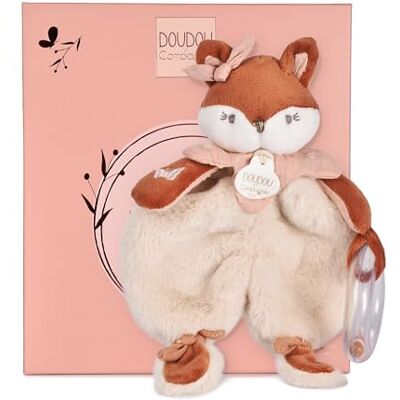 Doudou et Compagnie Mina Fox-skallra -18 cm babyplysch med integrerad ringblomma mjuk sensorisk uppvaknande rosa och vit blandad present till födseln maskintvättbar 30° DC4687 Doudou et Compagnie Mina Fox-skallra -18 cm babyplysch med integrerad ringblomma mjuk sensorisk uppvaknande rosa och vit blandad present till födseln maskintvättbar 30° DC4687