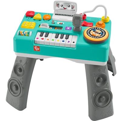 Fisher-Price Learn DJ Table, musikalisk leksak med ljus och ljud, italiensk + kastilliansk + portugisisk + engelsk version, HXG08 Fisher-Price Learn DJ Table, musikalisk leksak med ljus och ljud, italiensk + kastilliansk + portugisisk + engelsk version, HXG08