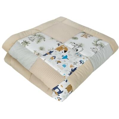 Medi Partners krypmatta för baby 100% bomull 100 x 100 cm tjock mjuk filt lekhageinlägg Minky Waffle babyfilt lekbåge (Safari) Medi Partners krypmatta för baby 100% bomull 100 x 100 cm tjock mjuk filt lekhageinlägg Minky Waffle babyfilt lekbåge (Safari)