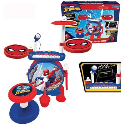 Lexibook Spider-Man Elektroniskt batteri för barn, musikspel, blandad leksak, äkta trumljud, 8 anteckningar, uttag för MP3, sits ingår, blå/röd, K610SPLXB Lexibook Spider-Man Elektroniskt batteri för barn, musikspel, blandad leksak, äkta trumljud, 8 anteckningar, uttag för MP3, sits ingår, blå/röd, K610SPLXB