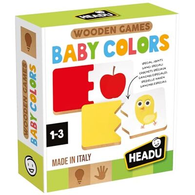 Headu Wooden Game Baby Colors Lär dig färger när du spelar Pedagogiskt spel i trä 2–4 år, former och färger, visuellt minne och fin motorik, presentidé, tillverkad i Italien Headu Wooden Game Baby Colors Lär dig färger när du spelar Pedagogiskt spel i trä 2–4 år, former och färger, visuellt minne och fin motorik, presentidé, tillverkad i Italien
