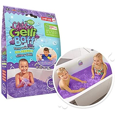 ZIMPLI Eco Glitter Gelli Baff Lila, 1 Badrum eller 6 Spelanvändningsområden, Förvandlar magiskt vatten till en tjock, glittrande klibbig substans, eko barn badleksak ZIMPLI Eco Glitter Gelli Baff Lila, 1 Badrum eller 6 Spelanvändningsområden, Förvandlar magiskt vatten till en tjock, glittrande klibbig substans, eko barn badleksak