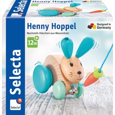 Selecta 62100 Henny Hoppel, uppdragande hare, glidande och uppdragande leksak av trä, 13 cm Selecta 62100 Henny Hoppel, uppdragande hare, glidande och uppdragande leksak av trä, 13 cm
