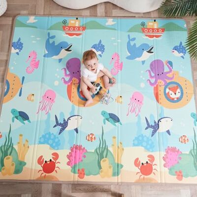 SUPERBE BEBE Lekmatta för bebisar 180x200x1,5cm XXL vändbar skumgolvsmatta – Bärbar lekmatta för småbarn motorisk matta för sensorisk utveckling SUPERBE BEBE Lekmatta för bebisar 180x200x1,5cm XXL vändbar skumgolvsmatta – Bärbar lekmatta för småbarn motorisk matta för sensorisk utveckling