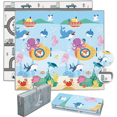 SUPERBE BEBE Lekmatta för barn 160 x 180 x 1 cm XXL vändbar tjock skummatta lekmatta för spädbarn Sensorisk utveckling främjar motorik matta SUPERBE BEBE Lekmatta för barn 160 x 180 x 1 cm XXL vändbar tjock skummatta lekmatta för spädbarn Sensorisk utveckling främjar motorik matta