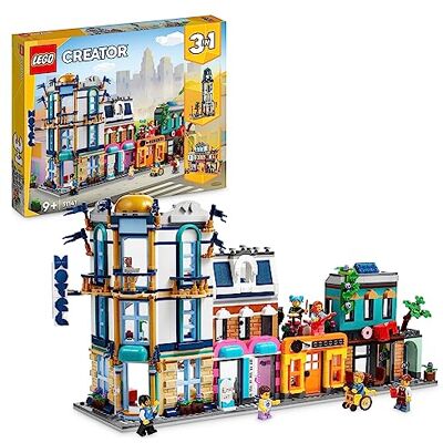Lego 31141 Creator Huvudgata 3-i-1 Byggsats med Street Art Tema, Byggset med Hotell, Kafé, Lägenhet och Butiker, Kreativa Leksaker, Modellbyggsats, Presentidé, från 9 år Lego 31141 Creator Huvudgata 3-i-1 Byggsats med Street Art Tema, Byggset med Hotell, Kafé, Lägenhet och Butiker, Kreativa Leksaker, Modellbyggsats, Presentidé, från 9 år