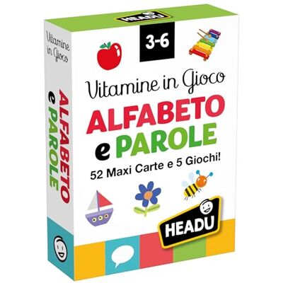 Headu Vitaminkort i alfabetet och ordspel 52 maxikort och 5 pedagogiska spel Kortspel Barn 3–6 år, illustrerade kort för att lära sig de första orden, julklappsidé påsk Headu Vitaminkort i alfabetet och ordspel 52 maxikort och 5 pedagogiska spel Kortspel Barn 3–6 år, illustrerade kort för att lära sig de första orden, julklappsidé påsk