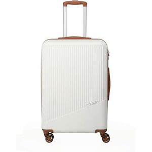 Travelite 4-hjuls 3-delat resväskeset L/M/S, BALI bagageserie ABS-hårda vagnar med TSA-kombinationslås (handbagage utan TSA), Vit/konjak, Valigia Media M (67 cm), 4 hjul hård vagn Travelite 4-hjuls 3-delat resväskeset L/M/S, BALI bagageserie ABS-hårda vagnar med TSA-kombinationslås (handbagage utan TSA), Vit/konjak, Valigia Media M (67 cm), 4 hjul hård vagn